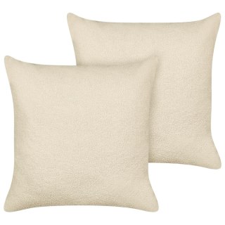 Zestaw 2 poduszek dekoracyjnych LEUZEA Boucle 60 x 60 cm Beżowy Jednolity
