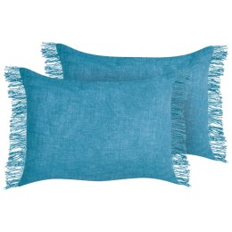 Zestaw 2 poduszek dekoracyjnych MABA Bawełna 50 x 35 cm Niebieski Jednolity Lumarko!