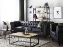 Komplet wypoczynkowy ekoskóra 4-osobowy duży czarny CHESTERFIELD Lumarko!