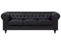 Komplet wypoczynkowy ekoskóra 4-osobowy duży czarny CHESTERFIELD Lumarko!