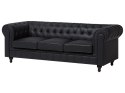 Komplet wypoczynkowy ekoskóra 4-osobowy duży czarny CHESTERFIELD Lumarko!