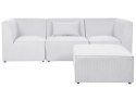 Sofa modułowa 3-osobowa z otomaną sztruksowa złamana biel LEMVIG Lumarko!