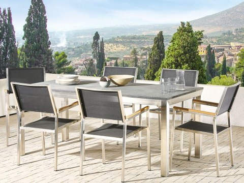 Stół ogrodowy granit palony 180 x 90 cm czarny GROSSETO