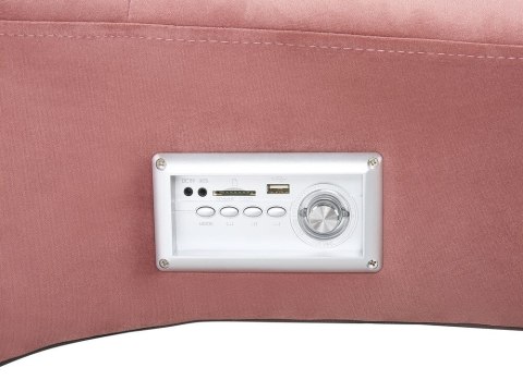 Szezlong welurowy z głośnikiem Bluetooth i portem USB różowy SIMORRE