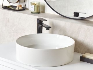 Umywalka nablatowa ceramiczna okrągła ⌀ 40 cm biała TEBAR