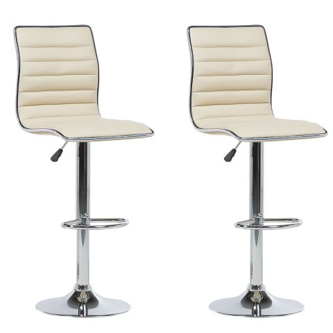 Zestaw 2 krzeseł barowych LUCERNE Ekoskóra Obrotowy Jasnobeżowy
