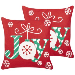 Zestaw 2 poduszek dekoracyjnych GINGERBREAD Bawełna 45 x 45 cm Czerwony Wzór świąteczny
