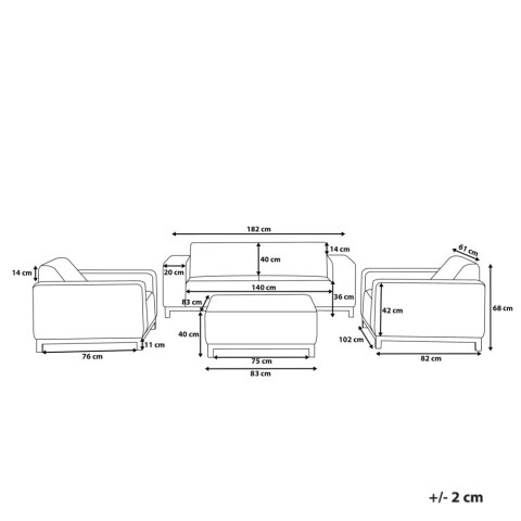 Zestaw ogrodowy ze stolikiem dla 5 osób ROVIGO Beżowy