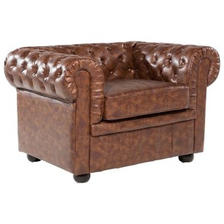 Fotel CHESTERFIELD Ekoskóra Złoty brąz