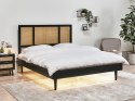 Łóżko LED Rattan AURAY 160 x 200 cm Czarny