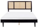 Łóżko LED Rattan AURAY 160 x 200 cm Czarny