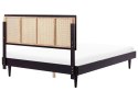 Łóżko LED Rattan AURAY 160 x 200 cm Czarny