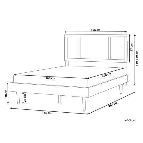 Łóżko LED Rattan AURAY 160 x 200 cm Czarny