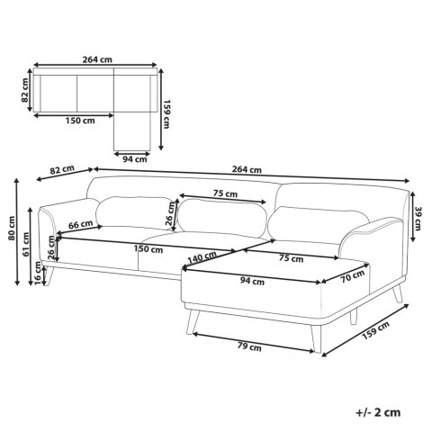 Narożnik szenilowy lewostronny beżowy SIMOS