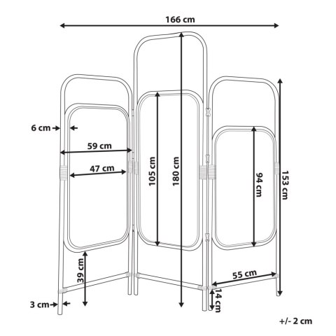 3-panelowy parawan pokojowy CARPI Naturalny 166 cm 180 cm