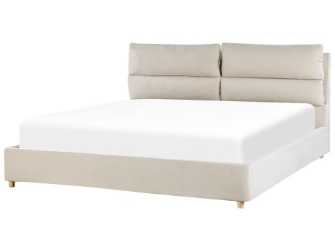 Łóżko z pojemnikiem Welur BATILLY 180 x 200 cm Jasnobeżowy