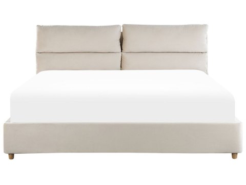 Łóżko z pojemnikiem Welur BATILLY 180 x 200 cm Jasnobeżowy