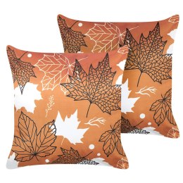 Zestaw 2 poduszek dekoracyjnych POINSETTIA Welur 45 x 45 cm Pomarańczowy Wzór roślinny Lumarko!