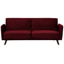 Sofa rozkładana welurowa bordowa SENJA Lumarko!