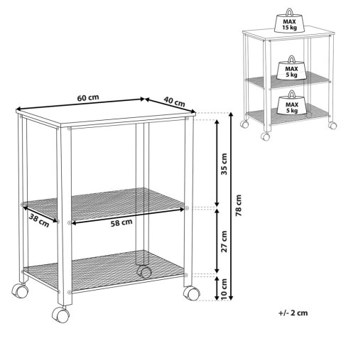 Wózek kuchenny BOLZANO Brązowy/ czarny