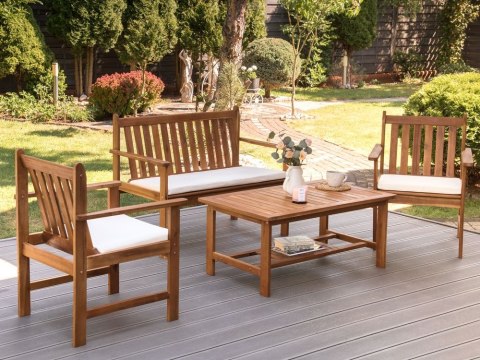 Zestaw ogrodowy ze stolikiem dla 4 osób ALTIDONA Drewno akacjowe Złamana biel