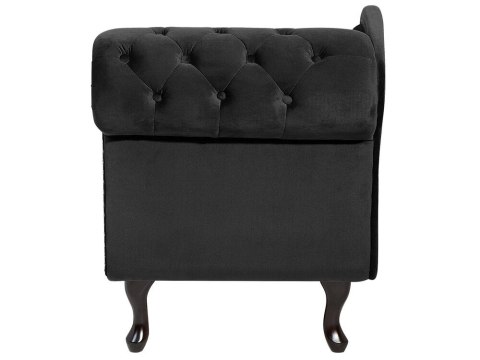 Szezlong welurowy prawostronny czarny NIMES