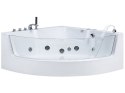 Wanna narożna LED z hydromasażem 190 x 135 cm biała MARINA Lumarko!