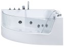Wanna narożna LED z hydromasażem 190 x 135 cm biała MARINA Lumarko!