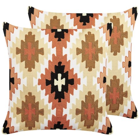 Zestaw 2 poduszek dekoracyjnych SERAMPORE Bawełna 50 x 50 cm Kolorowy Wzór geometryczny