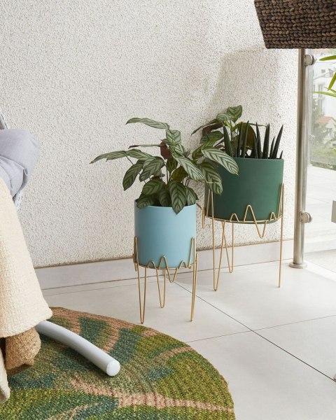 Doniczka na nóżkach KALANDRA Metal 19 cm Błękitny