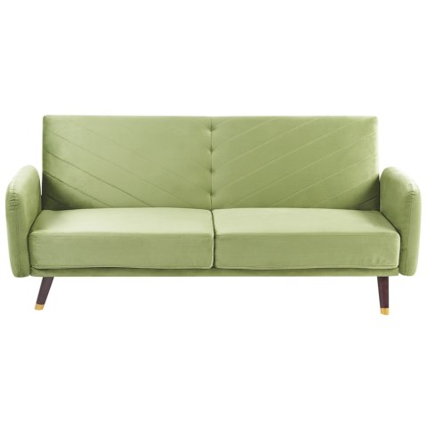 Sofa rozkładana welurowa oliwkowa SENJA