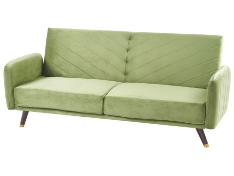 Sofa rozkładana welurowa oliwkowa SENJA