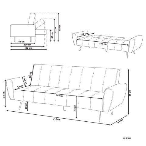 Sofa rozkładana welurowa szmaragdowa SELNES