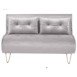 Sofa welurowa rozkładana 2-osobowa szara VESTFOLD Lumarko!