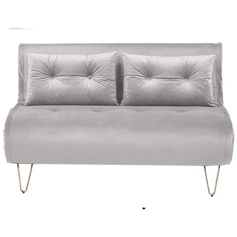 Sofa welurowa rozkładana 2-osobowa szara VESTFOLD Lumarko!
