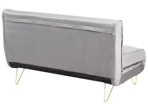 Sofa welurowa rozkładana 2-osobowa szara VESTFOLD