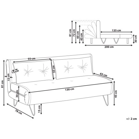 Sofa welurowa rozkładana 2-osobowa szara VESTFOLD
