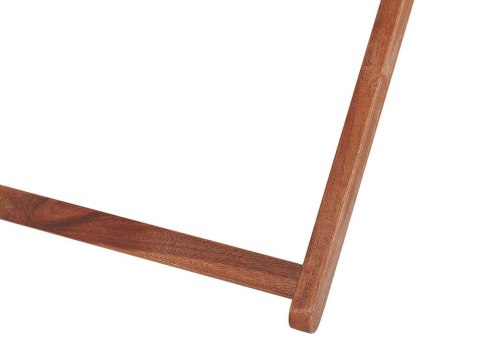 Zestaw 2 leżaków ogrodowych i 2 wymiennych tkanin ciemne drewno akacjowe z białym / wzór żółto-szary ANZIO