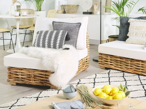 Zestaw ogrodowy ze stolikiem dla 4 osób VARALLO Lewostronny Modułowy Rattan Naturalny