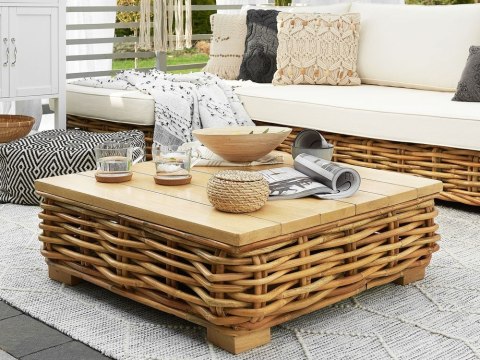 Zestaw ogrodowy ze stolikiem dla 4 osób VARALLO Lewostronny Modułowy Rattan Naturalny