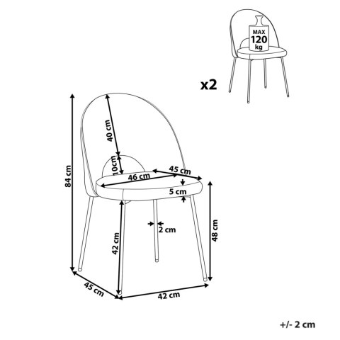 Zestaw 2 krzeseł do jadalni MAGALIA Welur Różowy