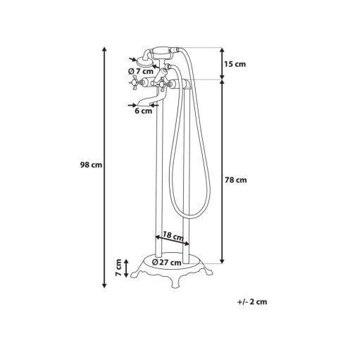Bateria wannowa wolnostojąca HEBBE Srebrny