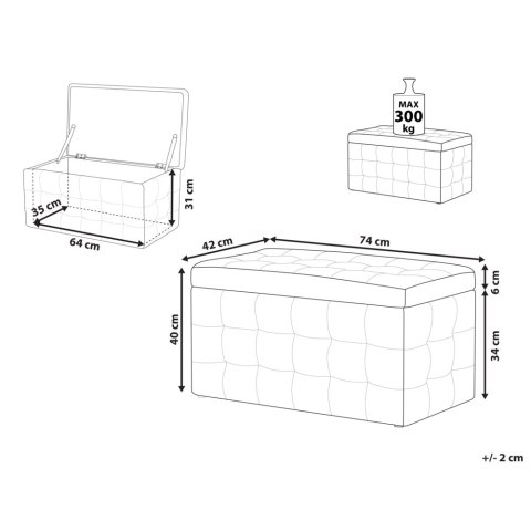 Puf ze schowkiem ekoskóra biały MICHIGAN