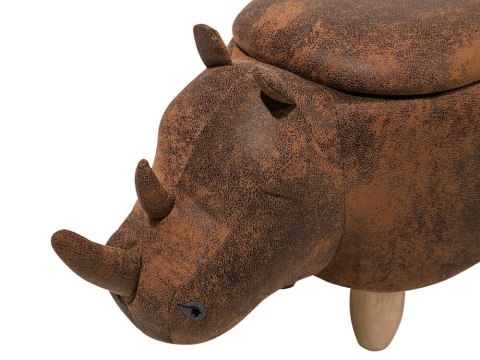 Pufa zwierzak ze schowkiem ekoskóra brązowa RHINO