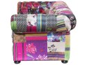 Sofa 3-osobowa patchworkowa fioletowa CHESTERFIELD Lumarko!