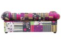 Sofa 3-osobowa patchworkowa fioletowa CHESTERFIELD Lumarko!