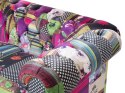 Sofa 3-osobowa patchworkowa fioletowa CHESTERFIELD Lumarko!
