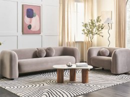 Sofa trzyosobowa welurowa beżowoszara LEIREN Lumarko!