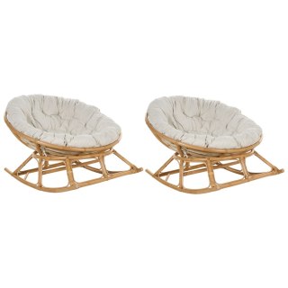 Zestaw 2 foteli bujanych ORVIETO Rattan Naturalny