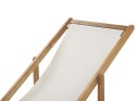 Zestaw 2 leżaków ogrodowych i 2 wymiennych tkanin jasne drewno akacjowe z białym / wzór w maki ANZIO